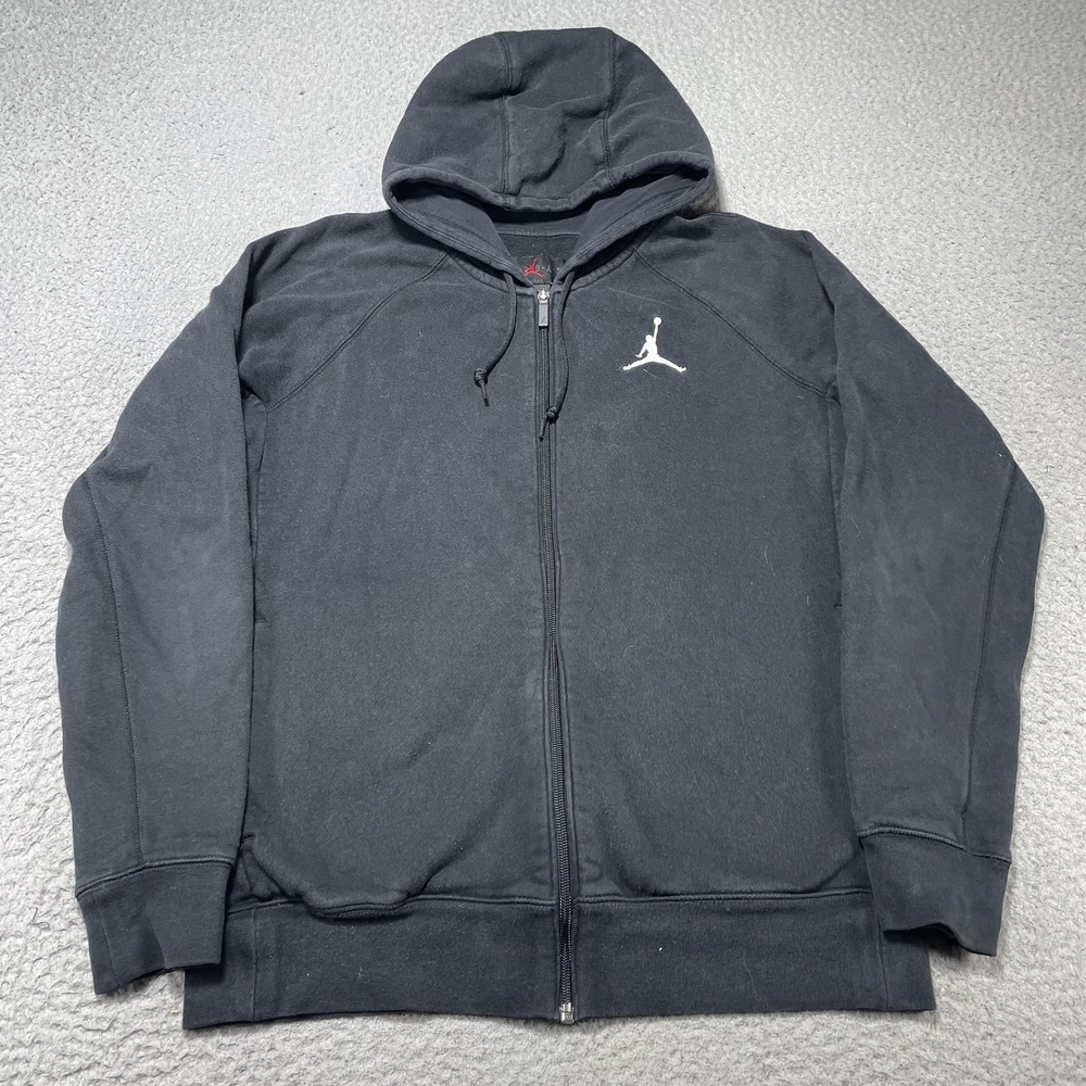 Jordan‎ Nike Hoodie Mens Medium Black Full Zip Jumpman Logo Fleece Sweatshirt